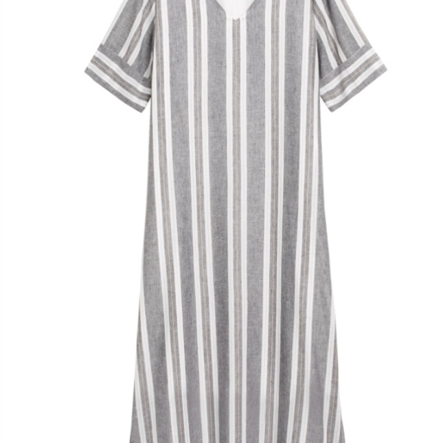 Banana Republic Striped Cotton Linen V Neck Resort Maxi Dress - Japan Exclusive